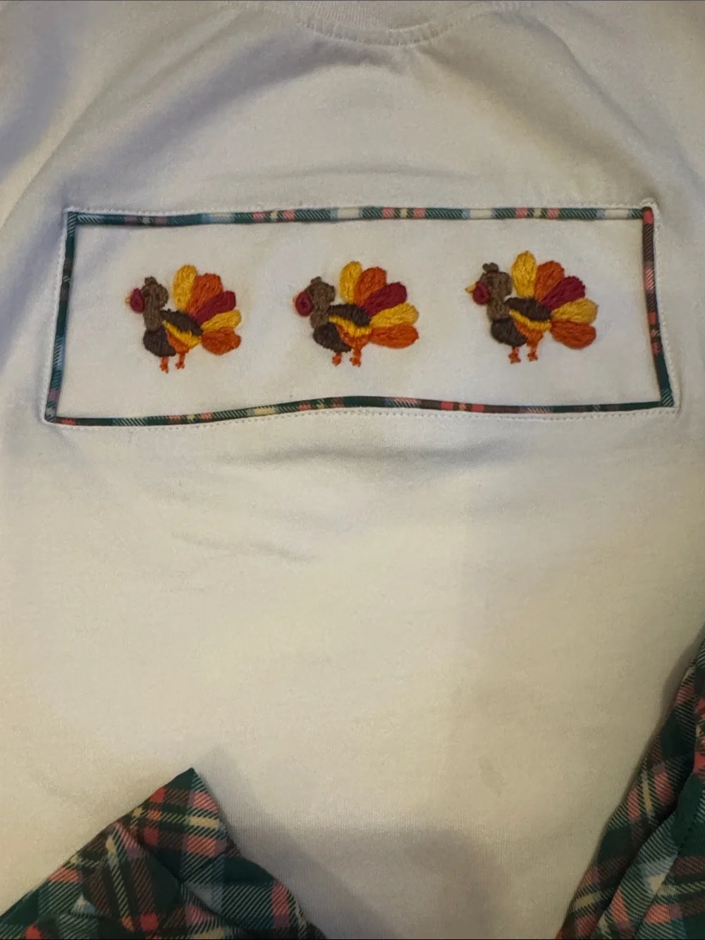 Thanksgiving matching set with Plaid Pants and Turkey Motif, sz 3T.